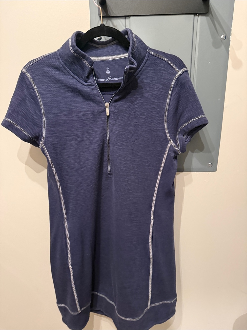 Tommy Bahama Navy Short-Sleeve Half-Zip Polo Dress Top